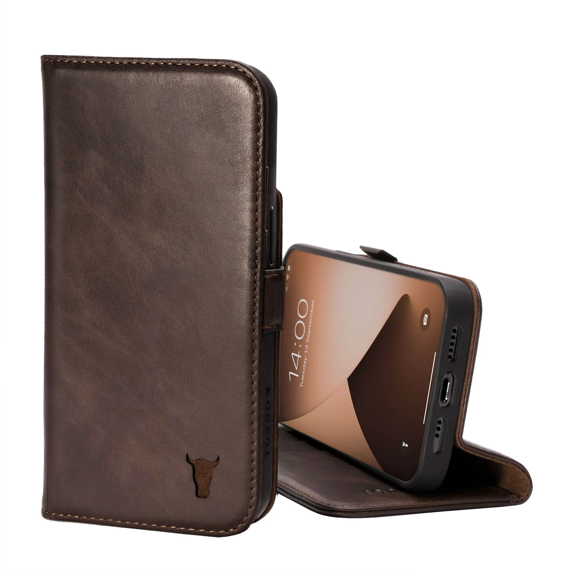 Apple iPhone 13 Mini Leather Wallet Case (with Stand function) - Image 2