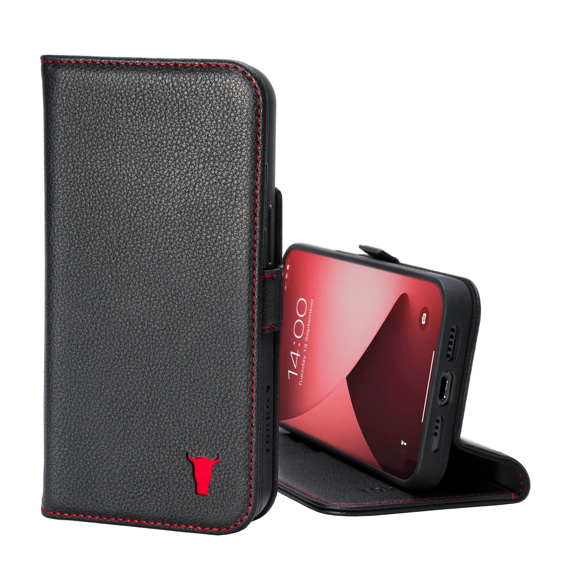 Apple iPhone 14 Plus Leather Wallet Case (with Stand function)