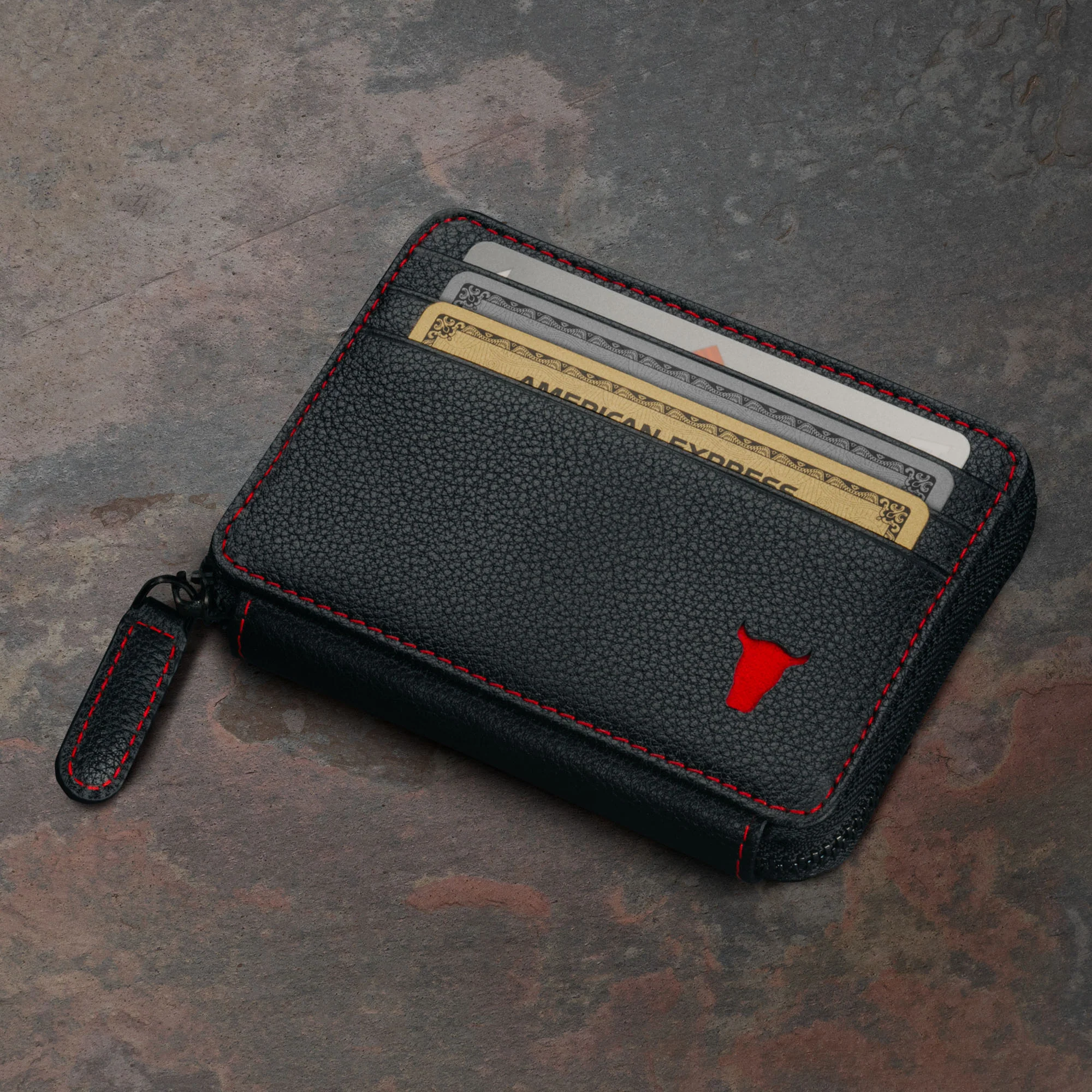 Leather Zipped Coin Purse with Card Holder - Image 3