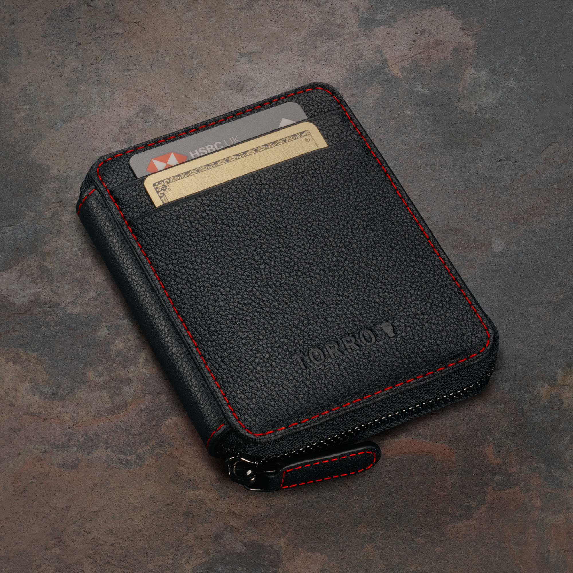 Leather Zipped Coin Purse with Card Holder - Image 4